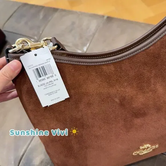 NWT COACH Laurel Shoulder Bag Tassels CCC75 Vintage Brown/Maple Suede Leather - Picture 5 of 7